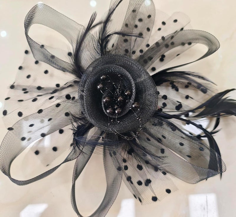 HIWIND Store Fascinators Hat Women Tea Party Headband Flower Cocktail Mesh Feathers Hair Clip Kentucky Derby Hat Wedding - Image 4